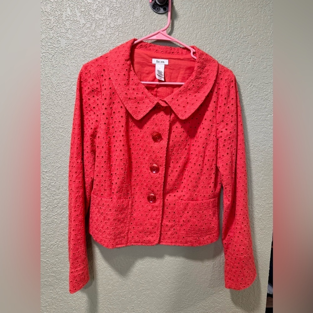 Liz Claiborne Women's Vibrant Coral Textured Blazer